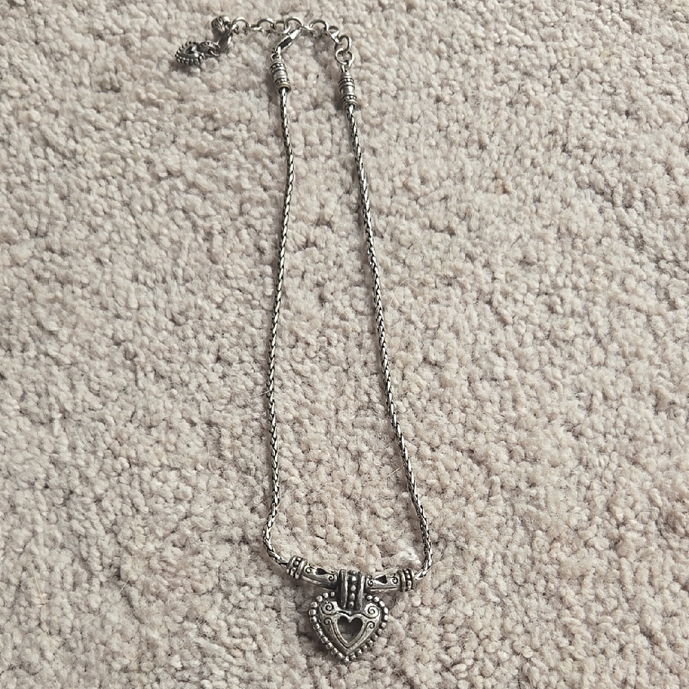 Vintage Brighton Silver Heart Chain Pendant Necklace